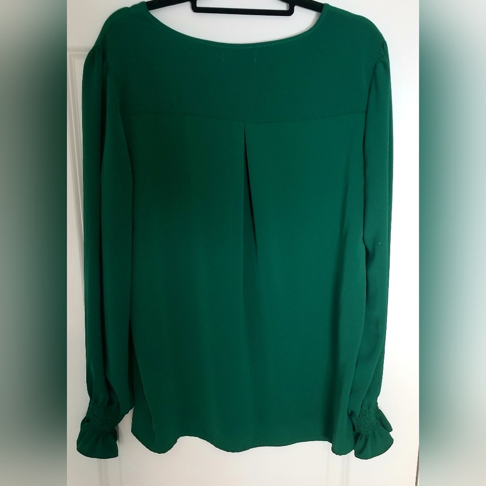 Women's Green Long Sleeve Blouse By Funlingo. Adds A Pop Of Color. Size XL - Picture 3 of 3